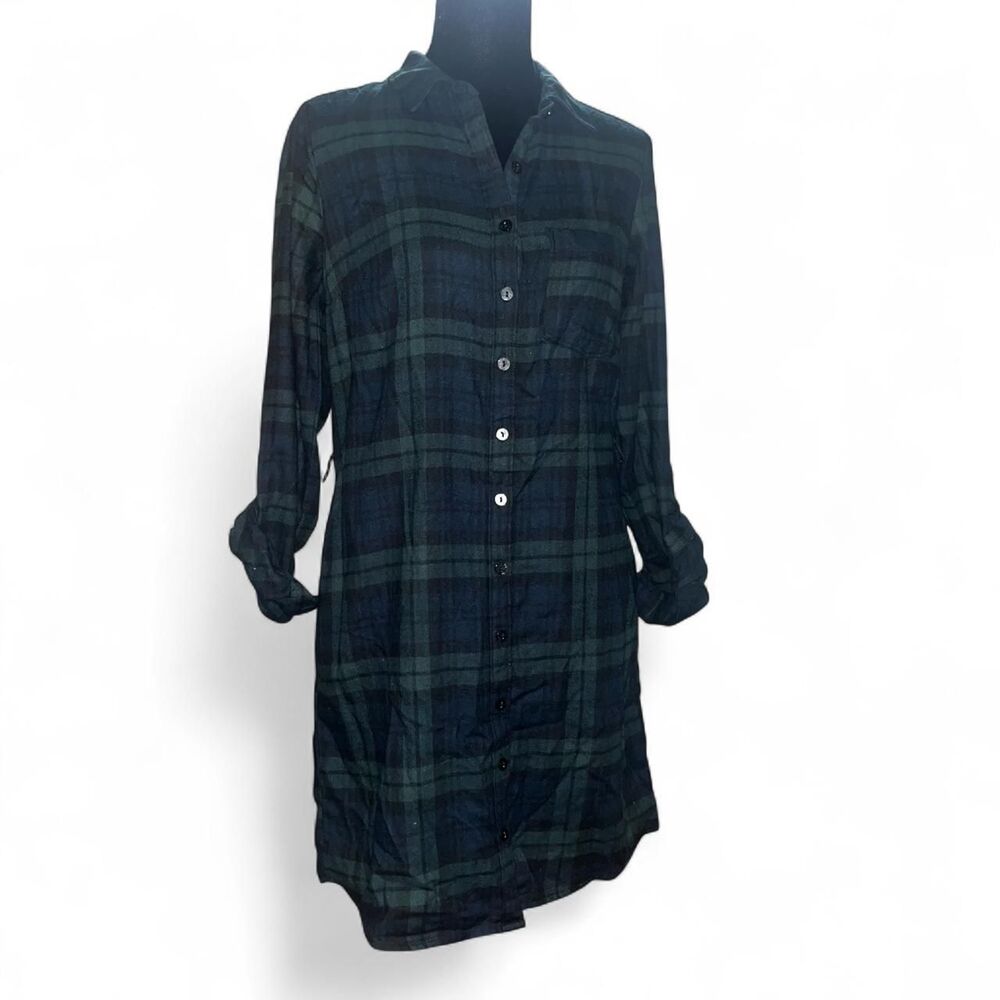 Abercrombie & Fitch Women's Green and Blue Plaid Flannel Dress SZ XS
